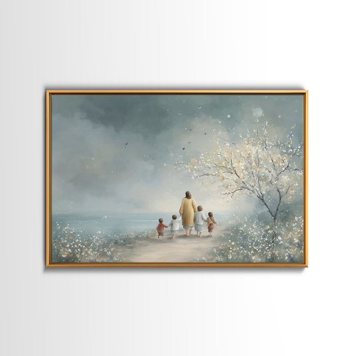 Sacred Stillness – Framed Canvas Print – Christian Wall Art – Jesus Art Print – Large Christian Painting – Christmas Art Work – Christian D