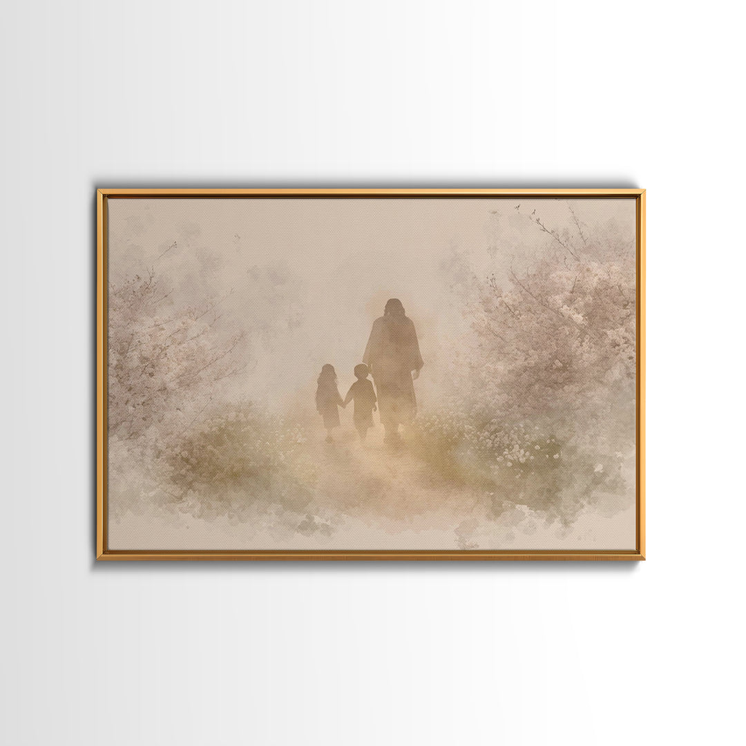 Winter Angel Light | Framed Canvas Print | Christian Wall Art | Christian Art Canvas | Christmas Wall Art | Christian Decorations | Moody C