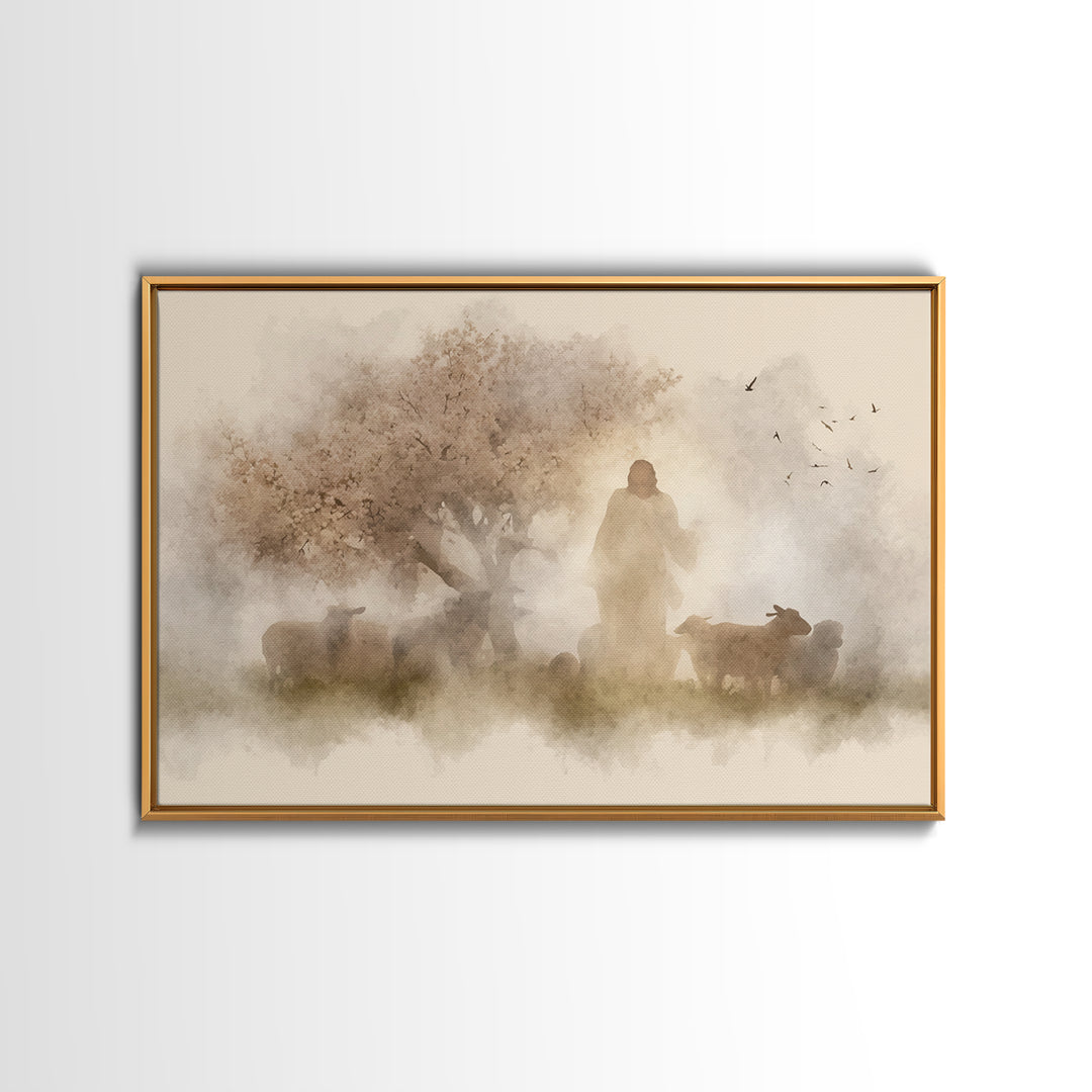 Divine Encounter – Framed Canvas Print – Christian Art – Moody Christmas Art – Christian Art Painting – Christmas Wall Art – Christian Art