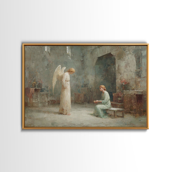Holy Annunciation – Framed Canvas Print – Christian Christmas Art – Christian Art Canvas – Christian Wall Art – Moody Christian Art – Chris