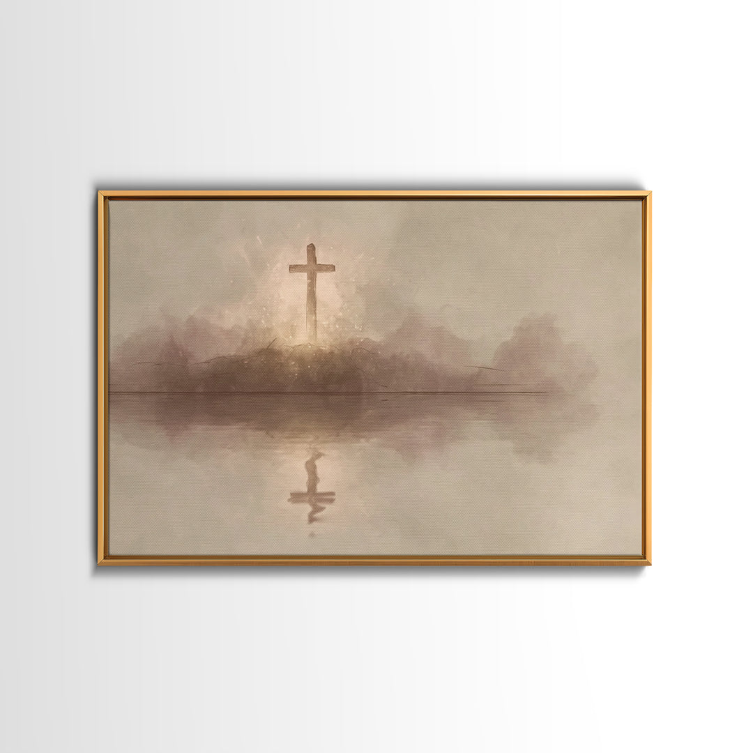 Starborne Cross – Framed Canvas Print – Christian Art – Christian Art Canvas – Moody Christian Art – Christian Art Painting – Christian Wal