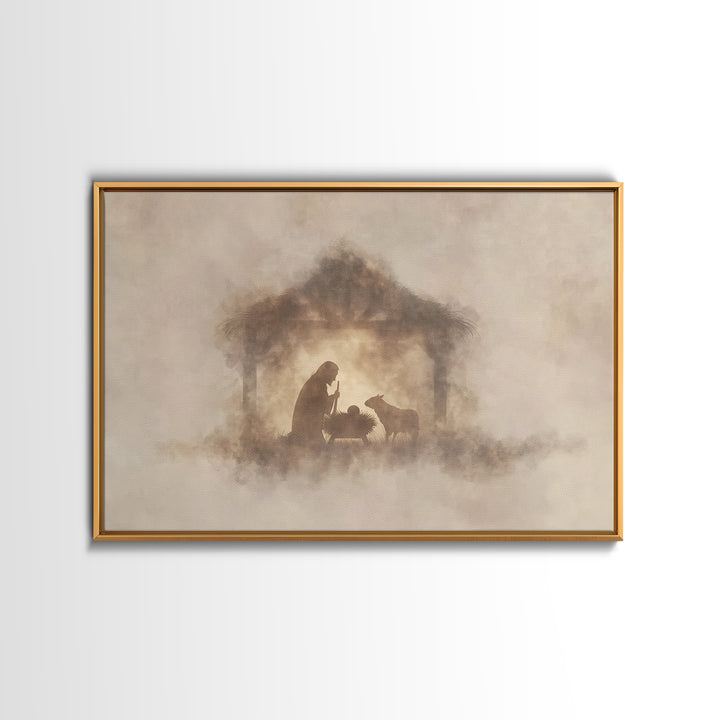 Cross In The Mist – Framed Canvas Print – Christian Art Work – Christian Wall Art – Minimalist Christian Art – Christian Art Canvas – Subtl