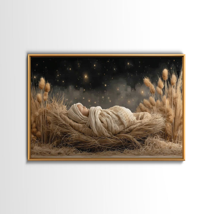 Humble Stable, Framed Canvas Print, Christian Wall Art, Christmas Art, Christian Art Canvas, Framed Christmas Art, Christian Christmas Deco