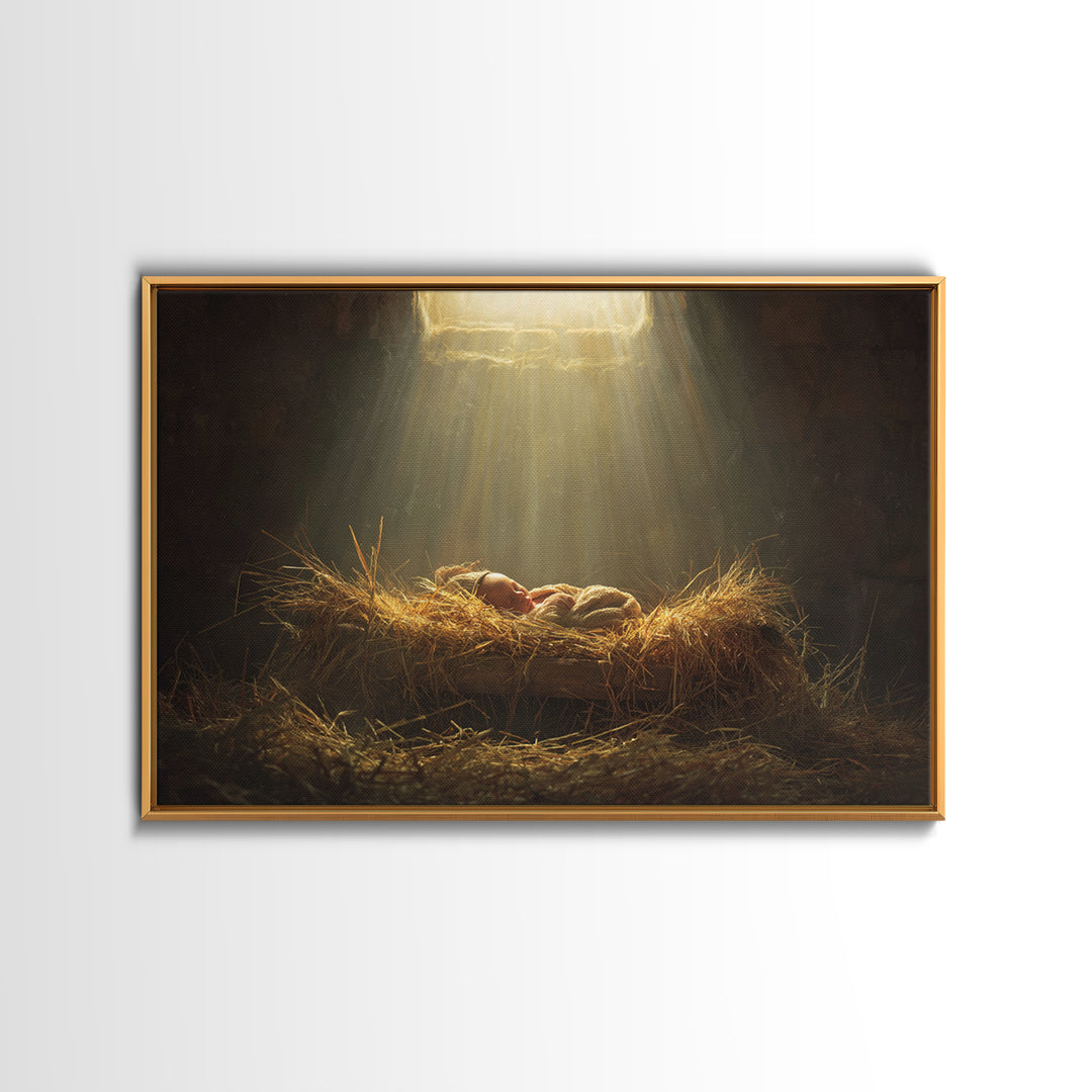 Silent Night Shelter, Framed Canvas Print, Christian Christmas Art, Christmas Wall Art, Christian Art Canvas, Framed Christmas Art, Christi