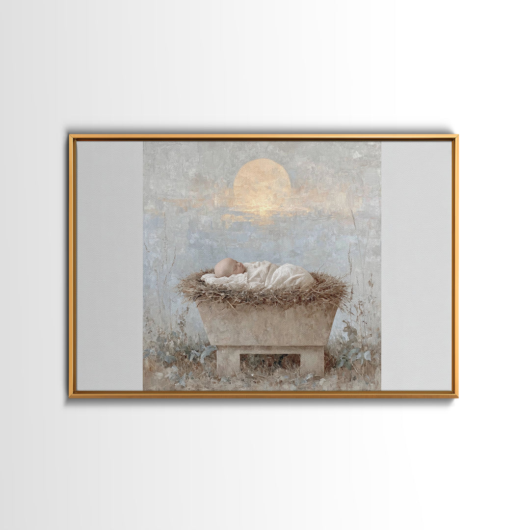 Starry Miracle – Framed Canvas Print – Christmas Art – Christian Christmas Art – Christian Art Canvas – Christmas Wall Art – Framed Christm