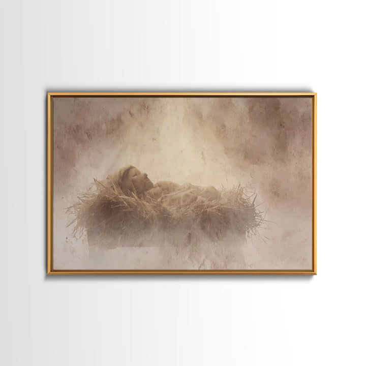 Sacred Nativity | Framed Canvas Print | Christian Art Canvas | Christmas Art | Christian Christmas Art | Christian Wall Art | Framed Christ