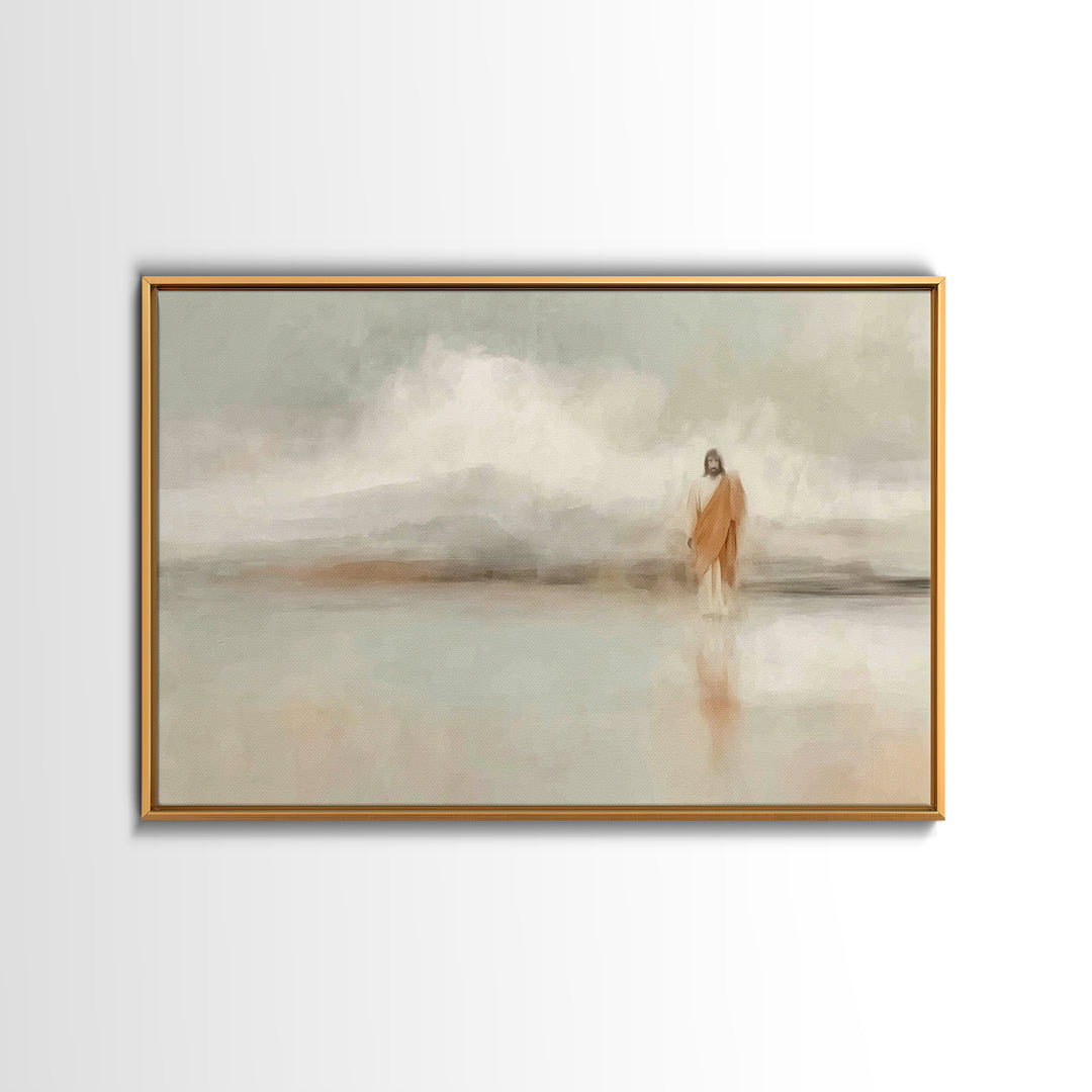 Gentle Bloom Lamb, Framed Canvas Print, Christian Art Painting, Christian Art Canvas, Christian Gift Ideas, Christian Wall Art, Subtle Chri