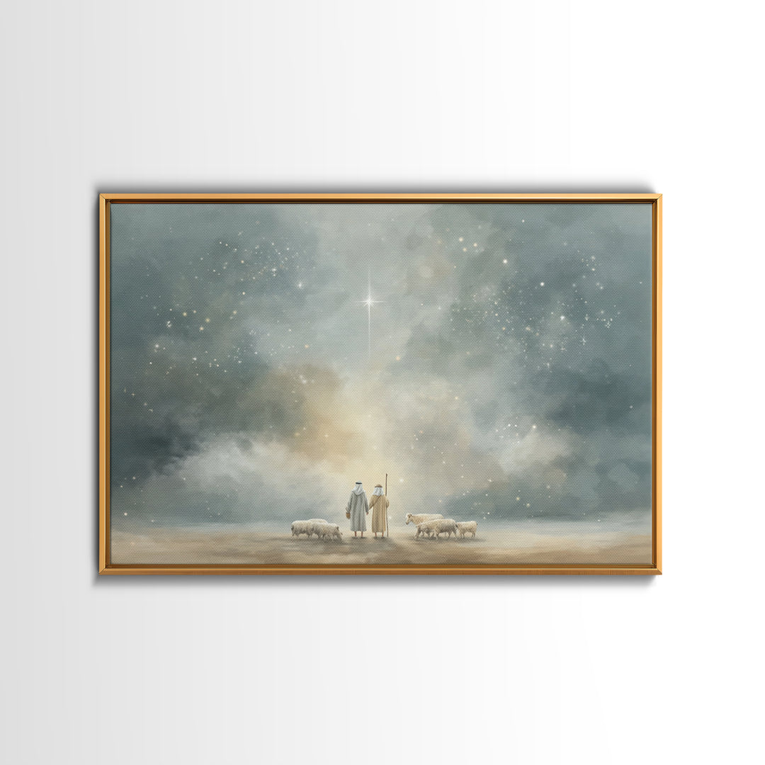 Night Of Wonder, Framed Canvas Print, Christian Christmas Art, Christian Wall Art, Christmas Art Prints, Moody Christmas Art, Christian Dec