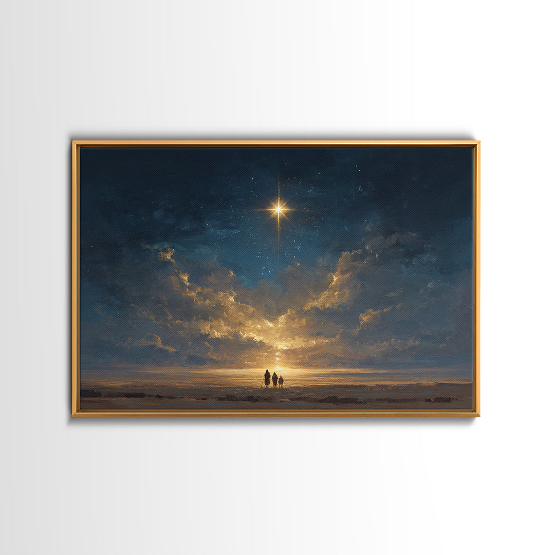 Desert Star Glow | Framed Canvas Print | Christian Christmas Art | Christmas Wall Art | Christian Wall Art | Christian Art Canvas | Christi