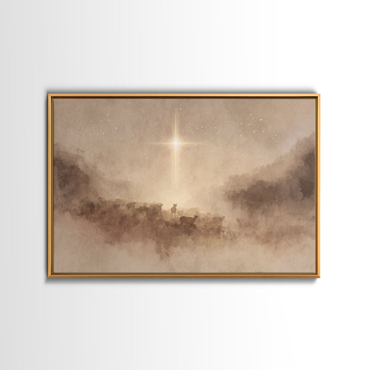 Star Of Mercy – Framed Canvas Print – Christian Christmas Art – Christian Wall Art – Christmas Art Prints – Christian Art Canvas – Moody Ch