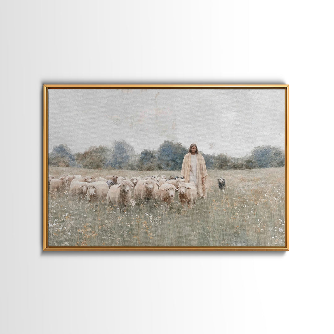 Still Meadow Grace – Framed Canvas Print – Christian Art Prints – Christian Wall Art – Jesus Painting – Christian Art Canvas – Christian Gi