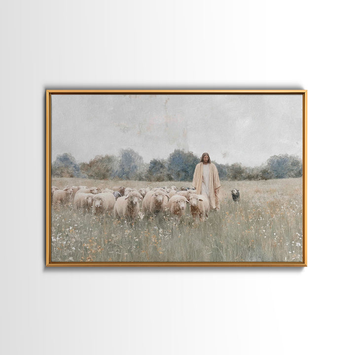 Still Meadow Grace – Framed Canvas Print – Christian Art Prints – Christian Wall Art – Jesus Painting – Christian Art Canvas – Christian Gi