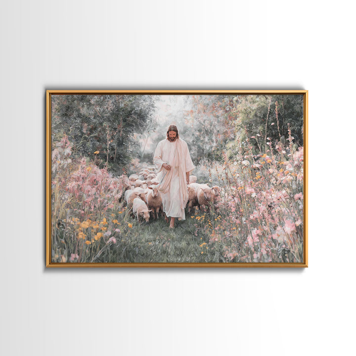 Quiet Field Shepherd | Framed Canvas Print | Christian Art Canvas | Jesus Painting | Christian Art Print | Christian Wall Art | Minimalist