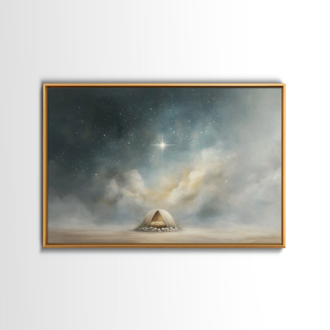 Warm Christmas Gathering – Framed Canvas Print – Christian Wall Art – Christian Art Canvas – Christmas Art – Christian Christmas Art – Jesu