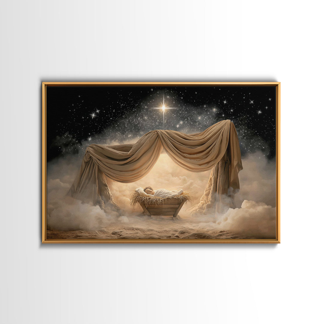 Divine Star Promise | Framed Canvas Print | Christian Art Canvas | Christian Wall Art | Christmas Art | Christian Christmas Art | Jesus Pai