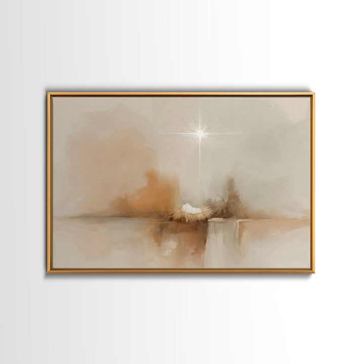 Heavenly Cradle Light – Framed Canvas Print – Christian Art Canvas – Jesus Painting – Christian Christmas Art – Christmas Wall Art – Christ