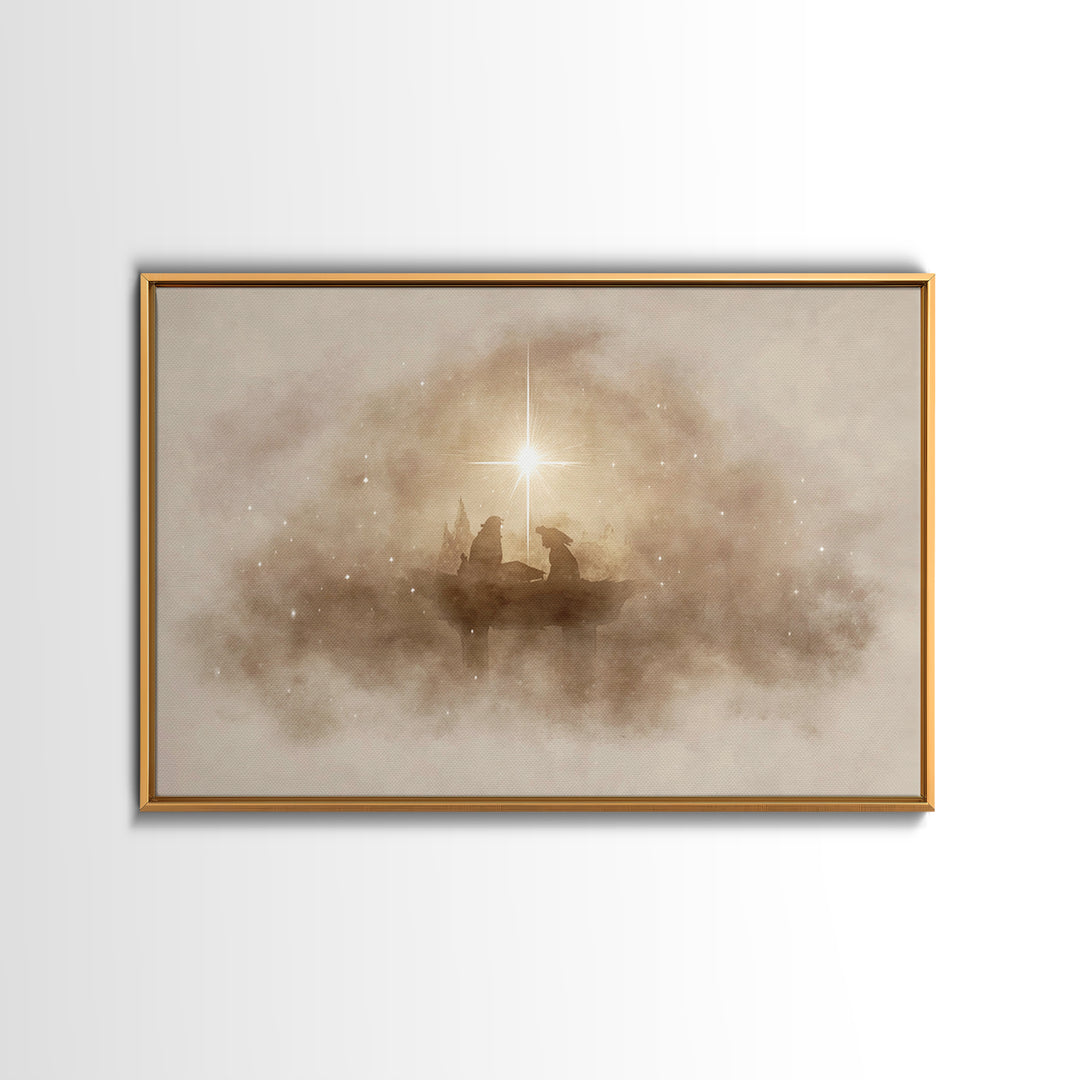 Holy Manger Light – Framed Canvas Print – Christian Wall Art – Christmas Art Prints – Christian Christmas Art – Modern Christian Art