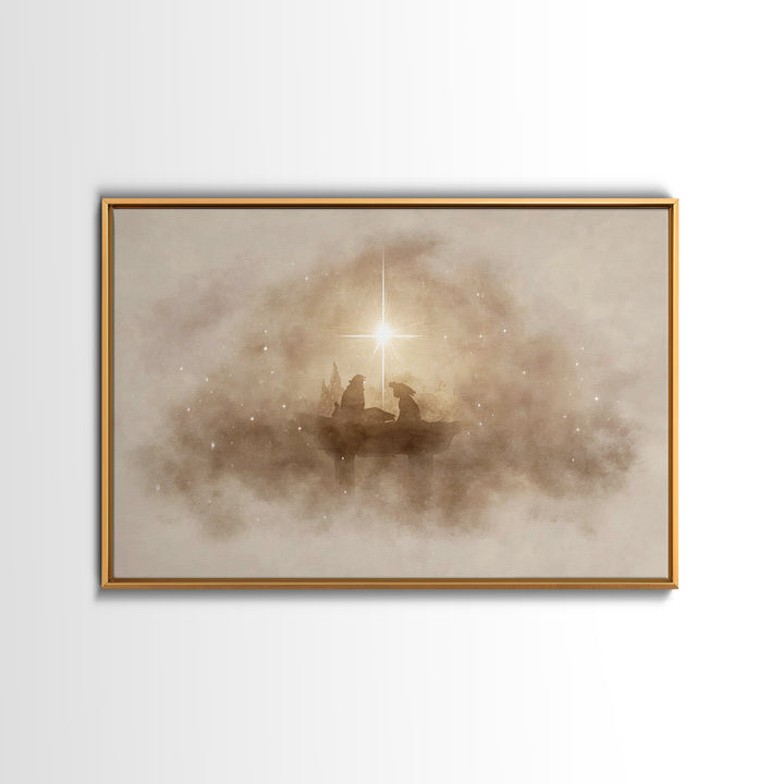 Holy Manger Light – Framed Canvas Print – Christian Wall Art – Christmas Art Prints – Christian Christmas Art – Modern Christian Art