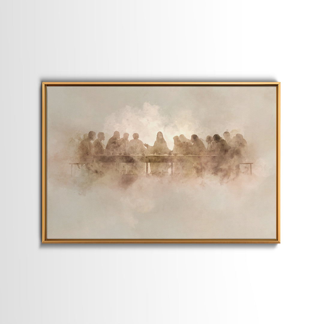 Divine Night Gathering, Framed Canvas Print, Christian Wall Art, Jesus Painting, Christian Christmas Art, Framed Christmas Art, Christian A