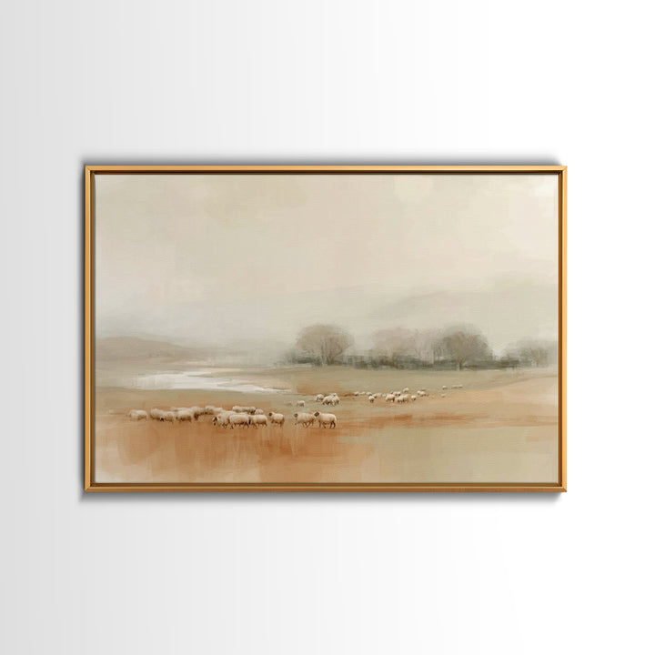 Shepherds In Stillness | Framed Canvas Print | Christian Art Print | Christian Wall Art | Subtle Christian Paintings | Christian Decor | Mo