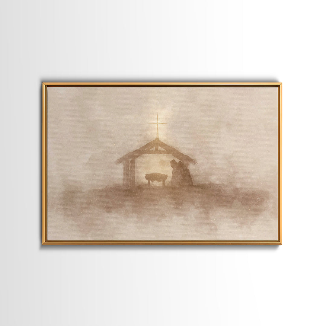 Silent Nativity – Framed Canvas Print – Christian Art Canvas – Christian Wall Art – Christmas Art – Jesus Christmas Art – Christian Gift Id