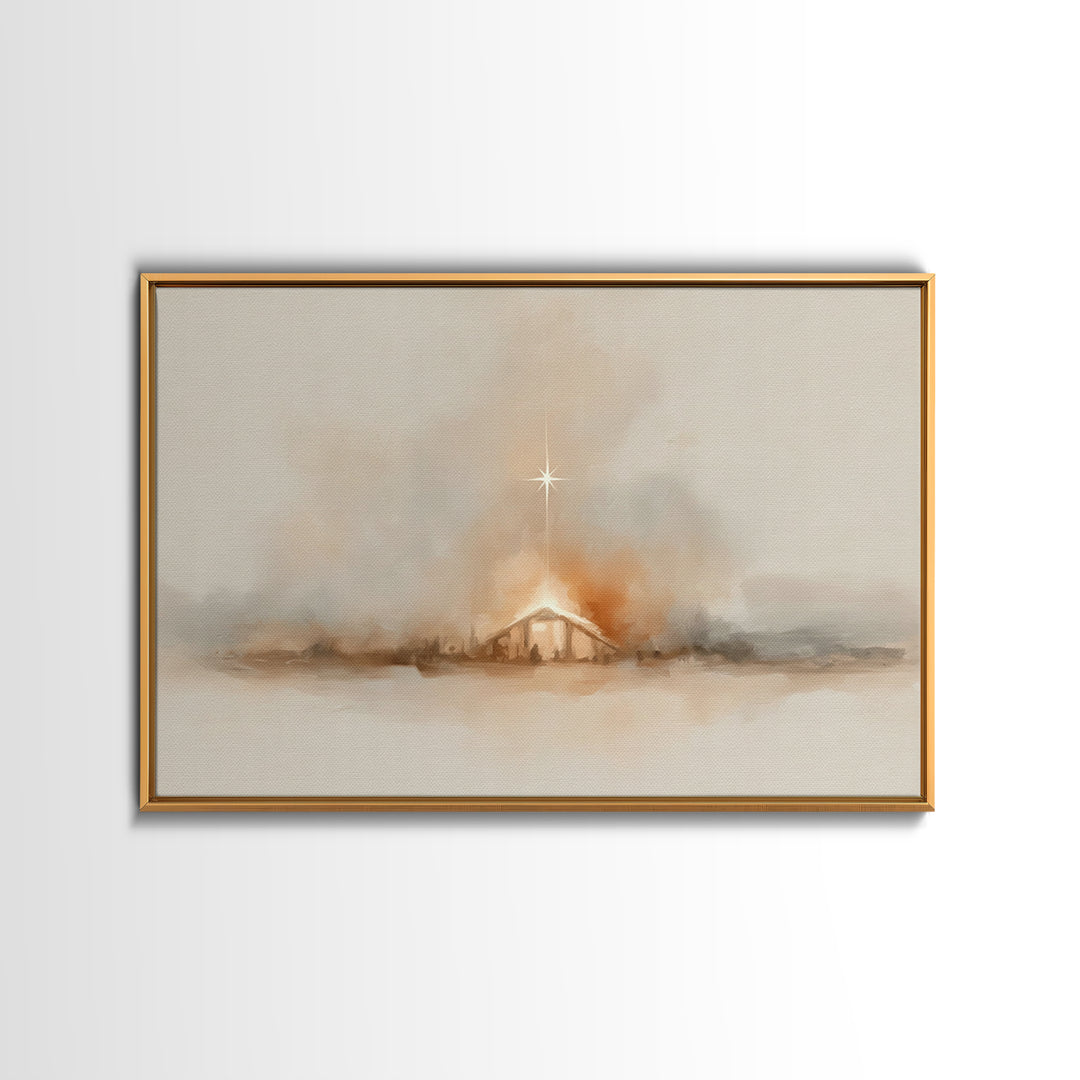 Heavenly Night – Framed Canvas Print – Christian Wall Art – Christmas Art – Christian Art Canvas – Jesus Christmas Art – Christian Gift