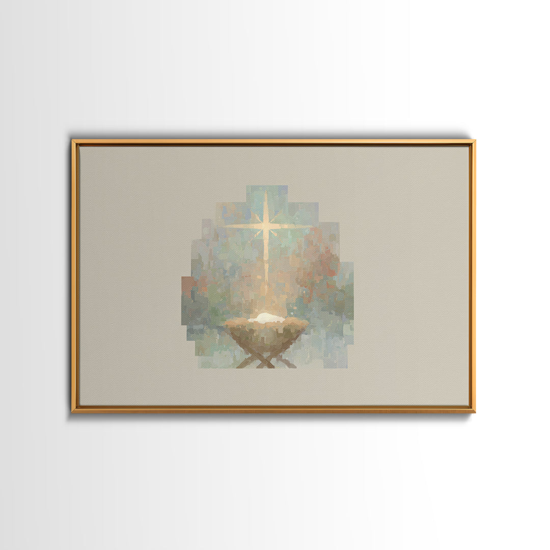 Sacred Dawn | Framed Canvas Print | Christian Art Canvas | Christmas Wall Art | Jesus Painting | Christian Christmas Art | Christian Home D