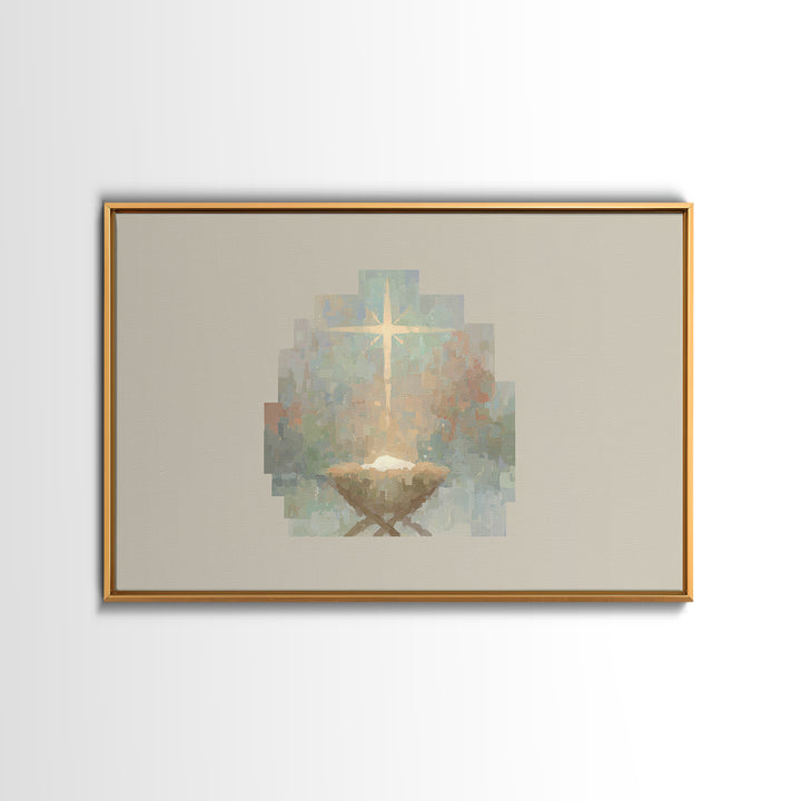 Sacred Dawn | Framed Canvas Print | Christian Art Canvas | Christmas Wall Art | Jesus Painting | Christian Christmas Art | Christian Home D