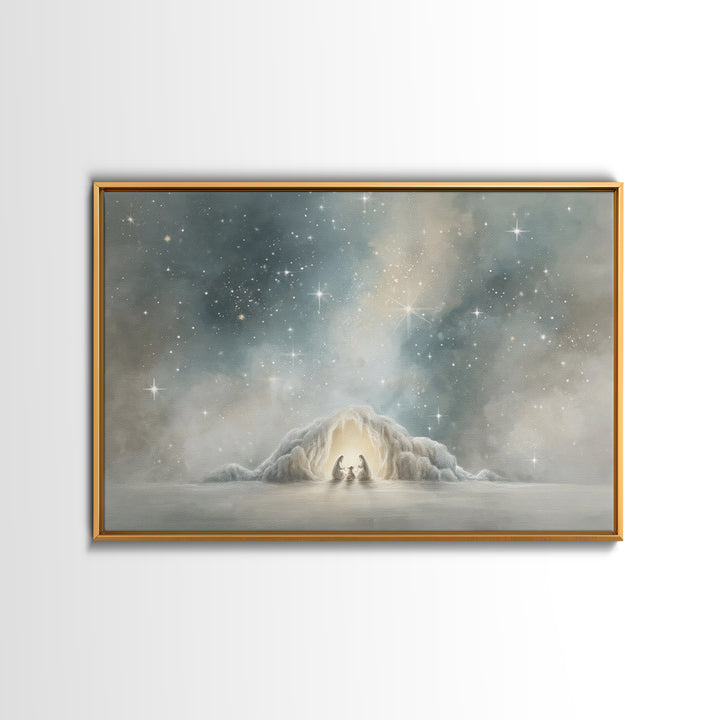 Blessed Nativity – Framed Canvas Print – Christian Christmas Art – Christian Wall Art – Jesus Painting – Christmas Art Work – Christian Dec