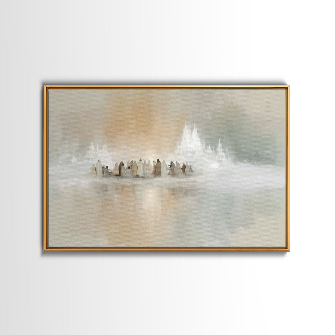 Gathered In Light | Framed Canvas Print | Christian Art Canvas | Christmas Art | Christian Wall Art | Jesus Christmas Art | Christian Decor
