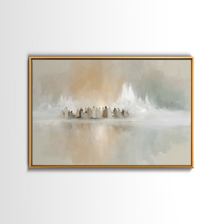 Gathered In Light | Framed Canvas Print | Christian Art Canvas | Christmas Art | Christian Wall Art | Jesus Christmas Art | Christian Decor