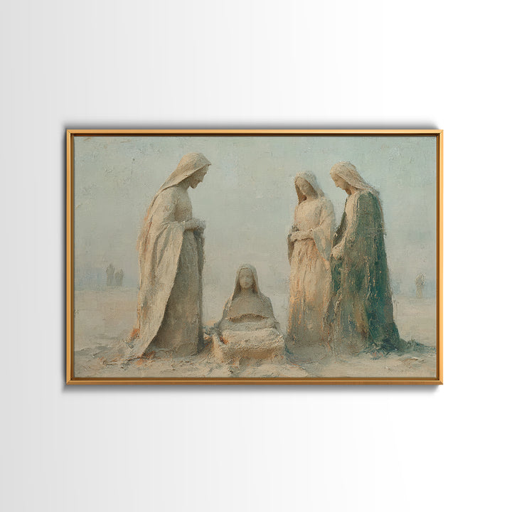 Humble Adoration, Framed Canvas Print, Christian Art Canvas, Christian Wall Art, Jesus Christmas Art, Christmas Art Work, Christian Gift Id