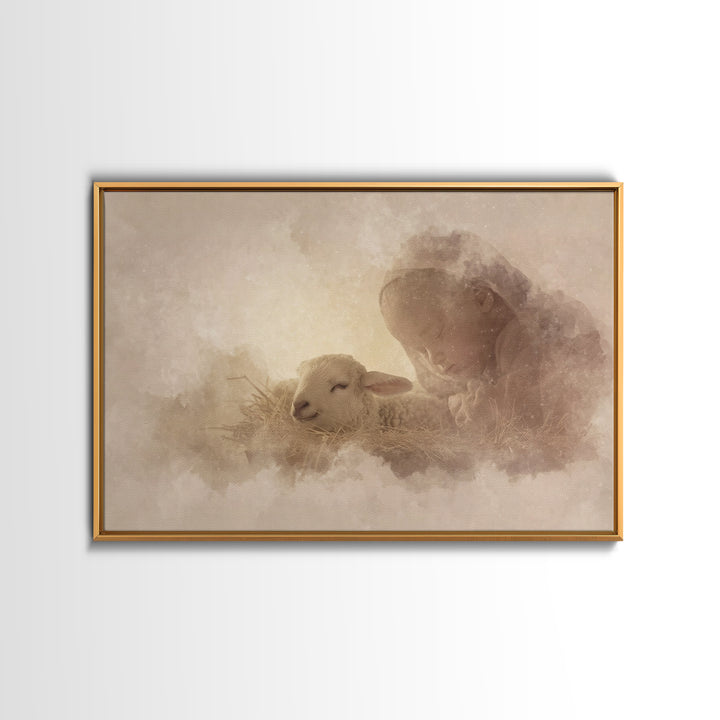 Divine Innocence – Framed Canvas Print – Christian Wall Art – Jesus Painting – Christian Art – Christmas Wall Art – Christian Art Canvas