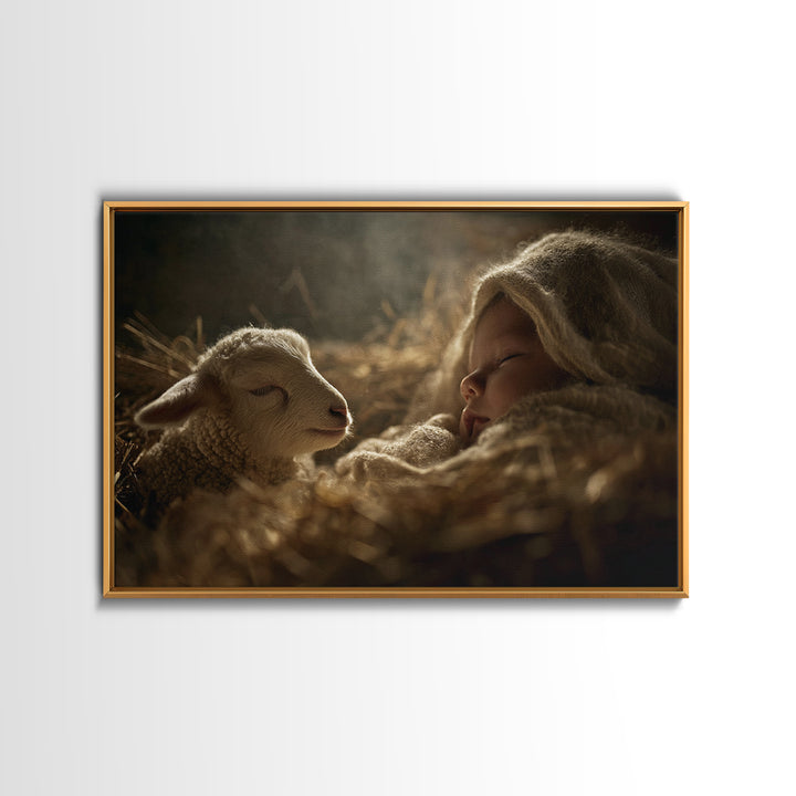 Sacred Slumber – Framed Canvas Print – Christian Art Canvas – Jesus Painting – Christian Wall Art – Christian Art – Christmas Wall Art