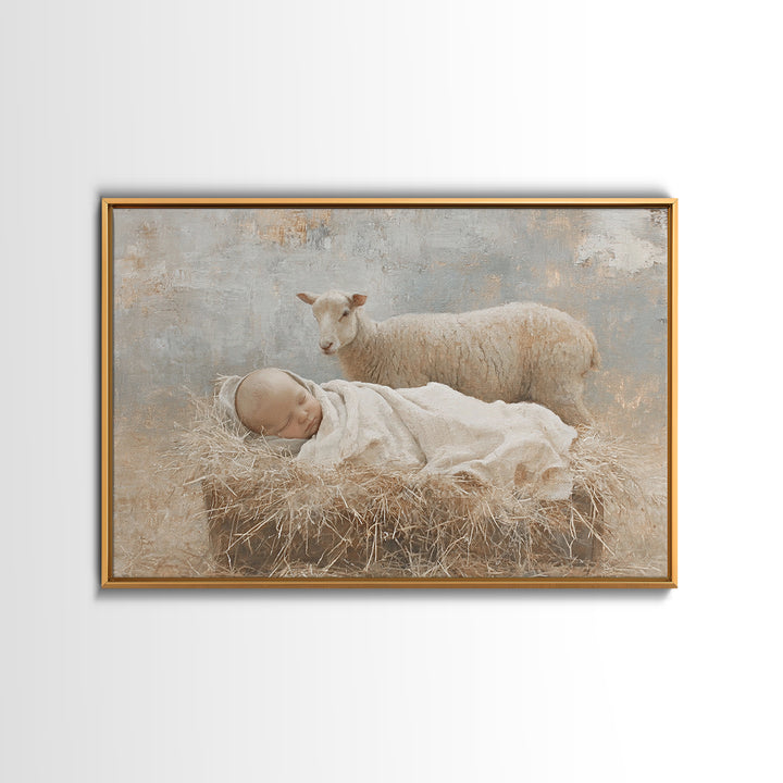 Lamb of Light – Framed Canvas Print – Christian Art – Christmas Wall Art – Christian Art Canvas – Christian Wall Art – Jesus Painting