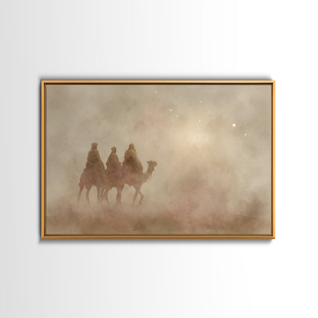 Sacred Night Trail – Framed Canvas Print – Christian Art – Christian Wall Art – Christian Christmas Art – Christmas Art Prints – Unique Chr