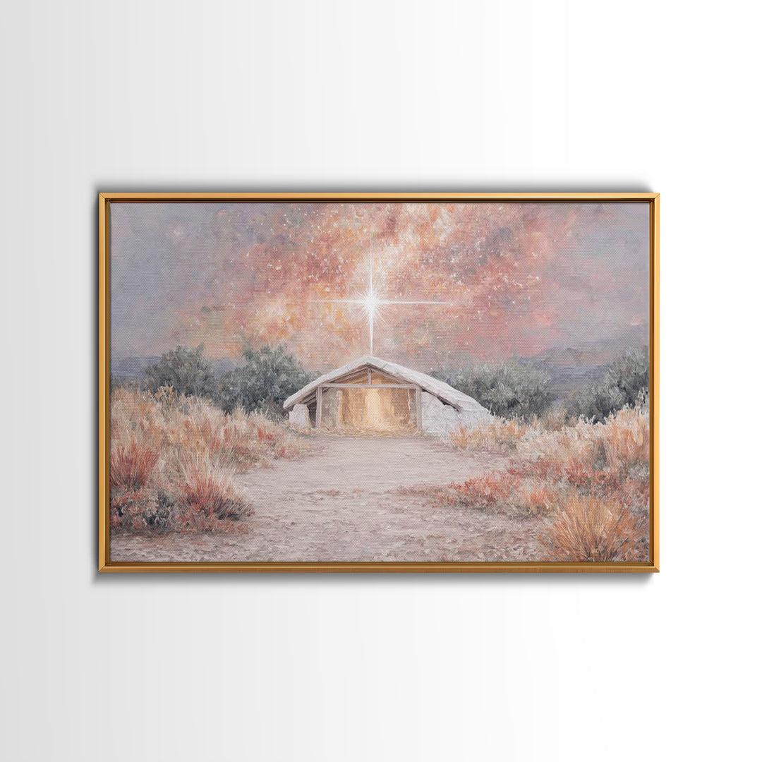 Cherished Nativity – Framed Canvas Print – Jesus Painting – Christian Art – Christian Wall Art – Christmas Wall Art – Christian Art Canvas