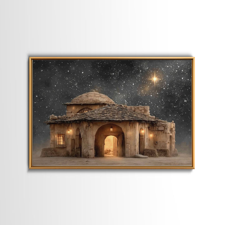 Bethlehem Night – Framed Canvas Print – Christian Art Canvas – Christmas Wall Art – Christian Christmas Art – Modern Christian Art