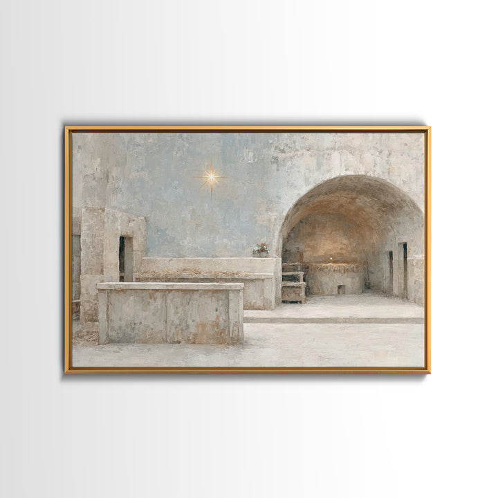 Star of Hope – Framed Canvas Print – Christian Wall Art – Christmas Art – Christian Art Canvas – Vintage Christmas Art