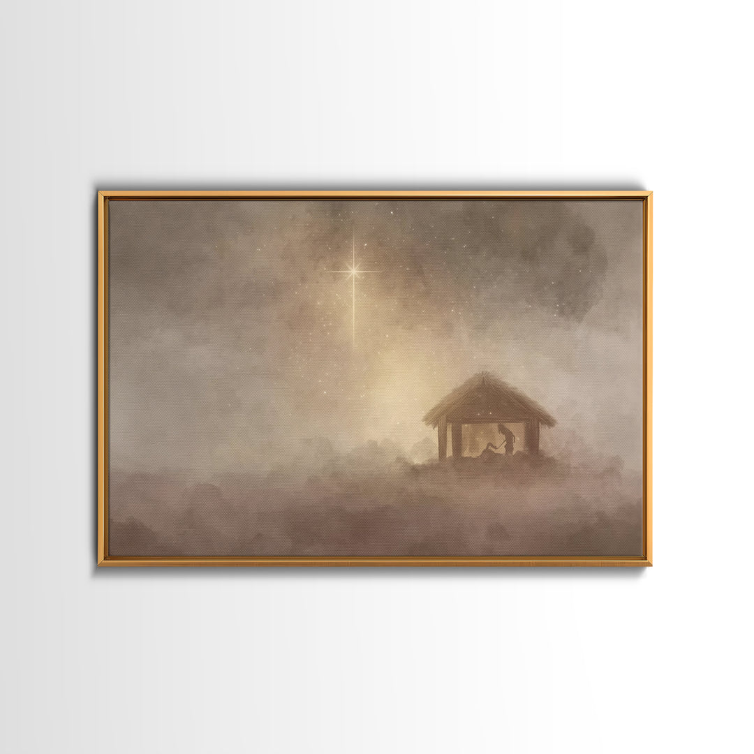 Silent Nativity – Framed Canvas Print – Christian Christmas Art – Christian Art Canvas – Christmas Wall Art – Christian Wall Art