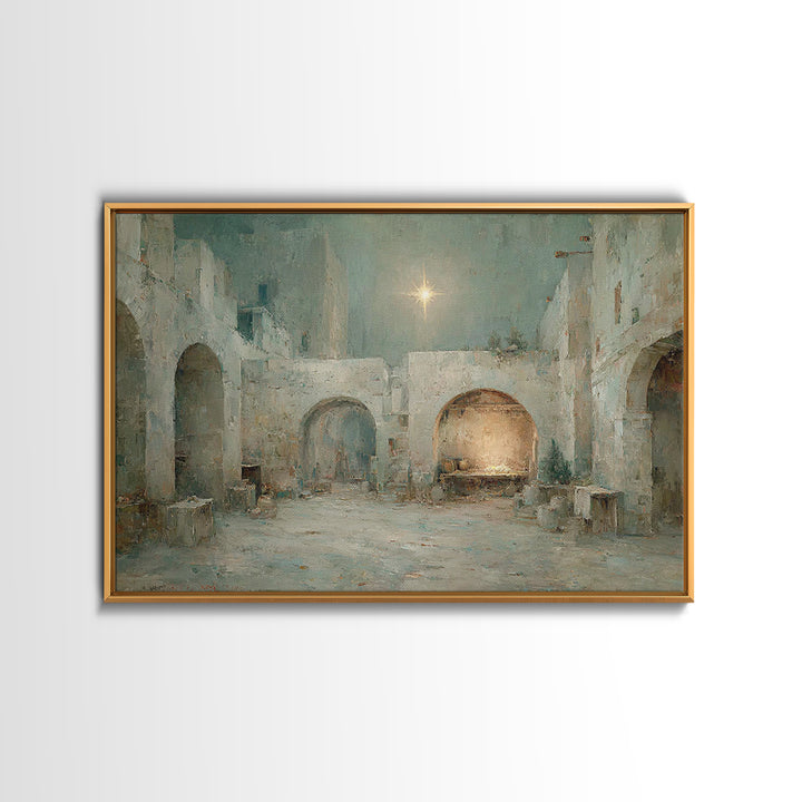 Holy Manger Light – Framed Canvas Print – Christian Art Canvas – Christian Wall Art – Christmas Art – Christian Christmas Art