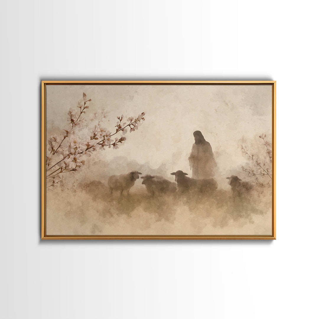 Guardian Of The Flock – Framed Canvas Print – Christian Art Canvas – Christian Wall Art – Christian Painting – Modern Christian Art – Chris