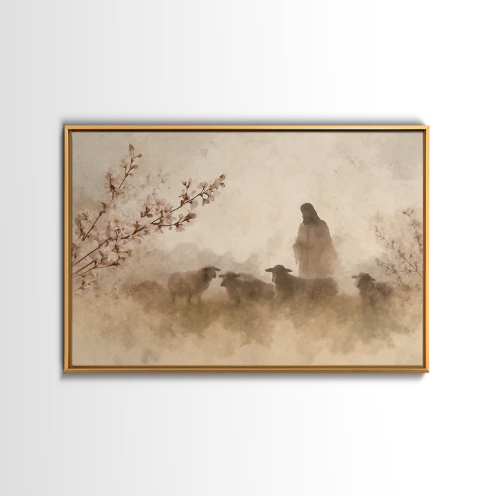 Guardian Of The Flock – Framed Canvas Print – Christian Art Canvas – Christian Wall Art – Christian Painting – Modern Christian Art – Chris