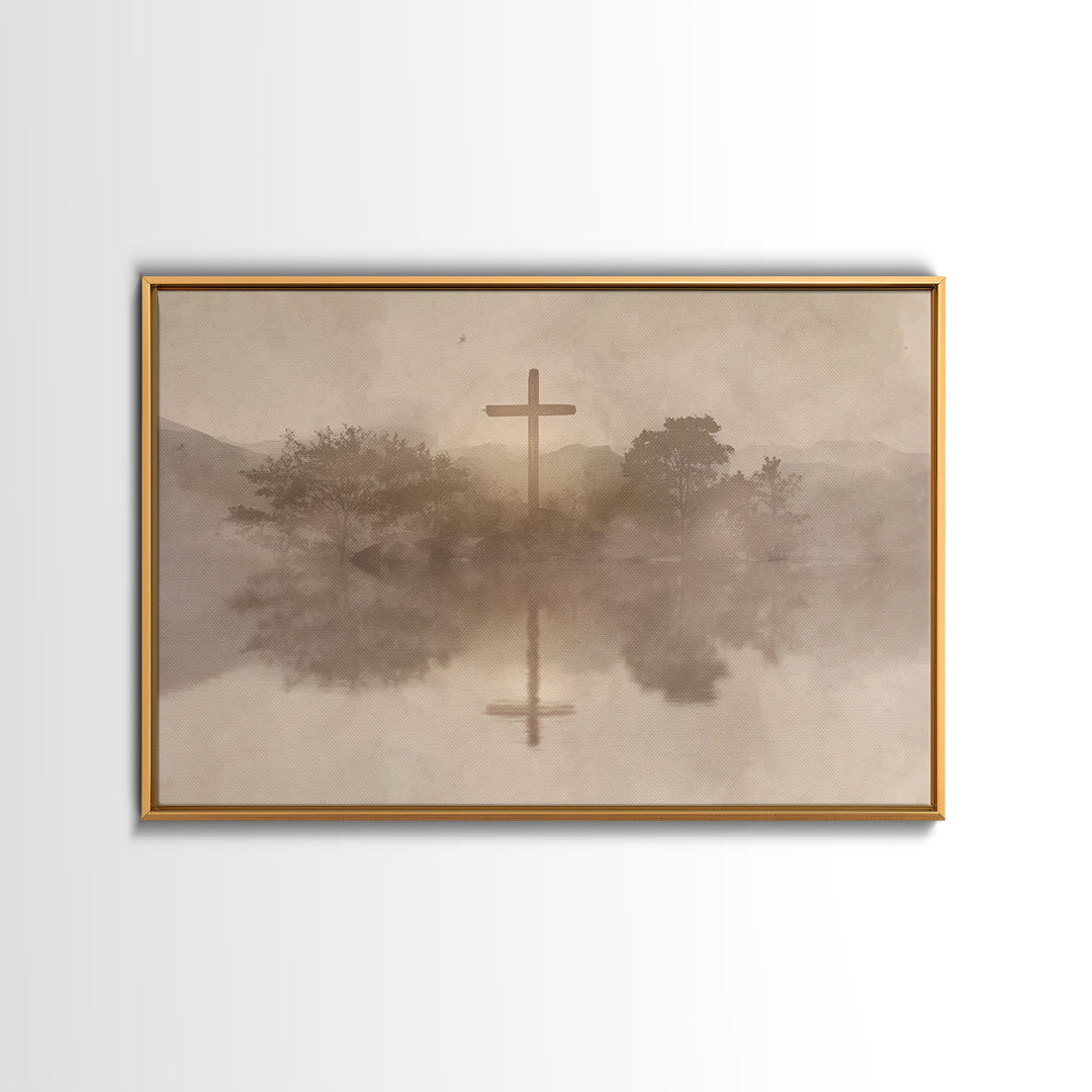 Cross Of Serenity – Framed Canvas Print – Christian Wall Art – Christian Art Canvas – Minimalist Christian Art – Christian Gift – Christmas