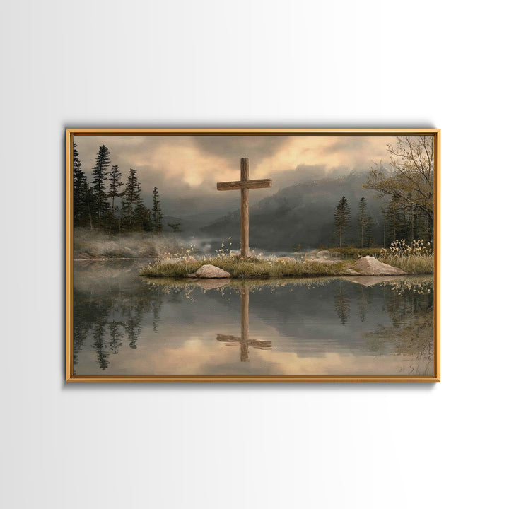 Reflection Of Hope, Framed Canvas Print, Christian Wall Art, Modern Christian Art, Christian Art Painting, Christian Christmas Art, Christi