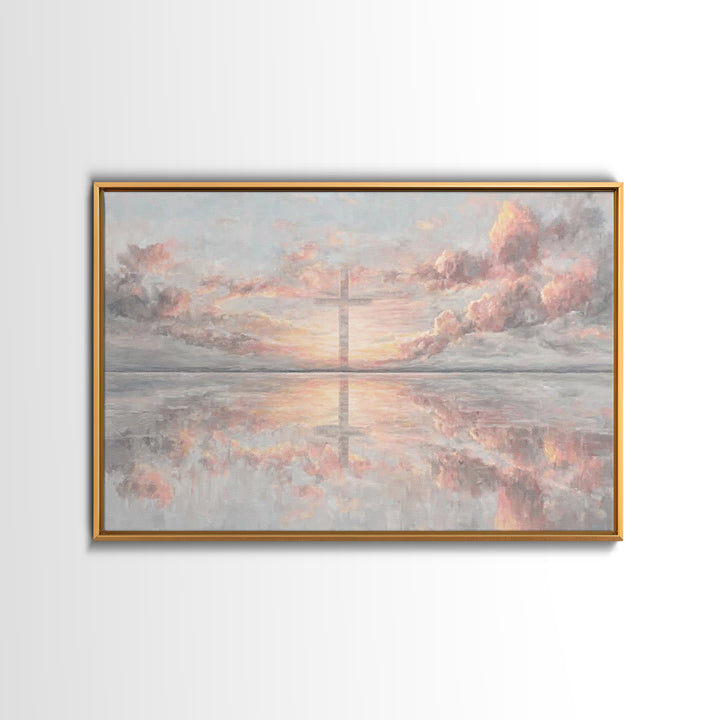 Heaven’s Dawn Cross, Framed Canvas Print, Christian Art Canvas, Christian Wall Art, Modern Christian Art, Christian Christmas Art, Christia