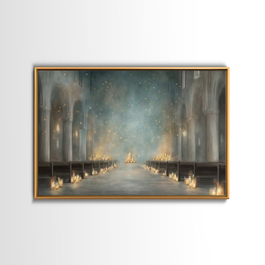 Candlelit Sanctuary Peace – Framed Canvas Print – Christian Wall Art – Christian Art Canvas – Moody Christian Art – Christian Decoration –