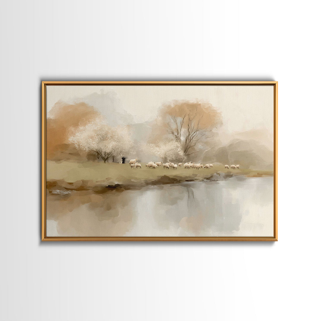 Shepherds In Bloom | Framed Canvas Print | Christian Wall Art | Christian Art Canvas | Pastoral Scenery | Christian Art Prints | Christian