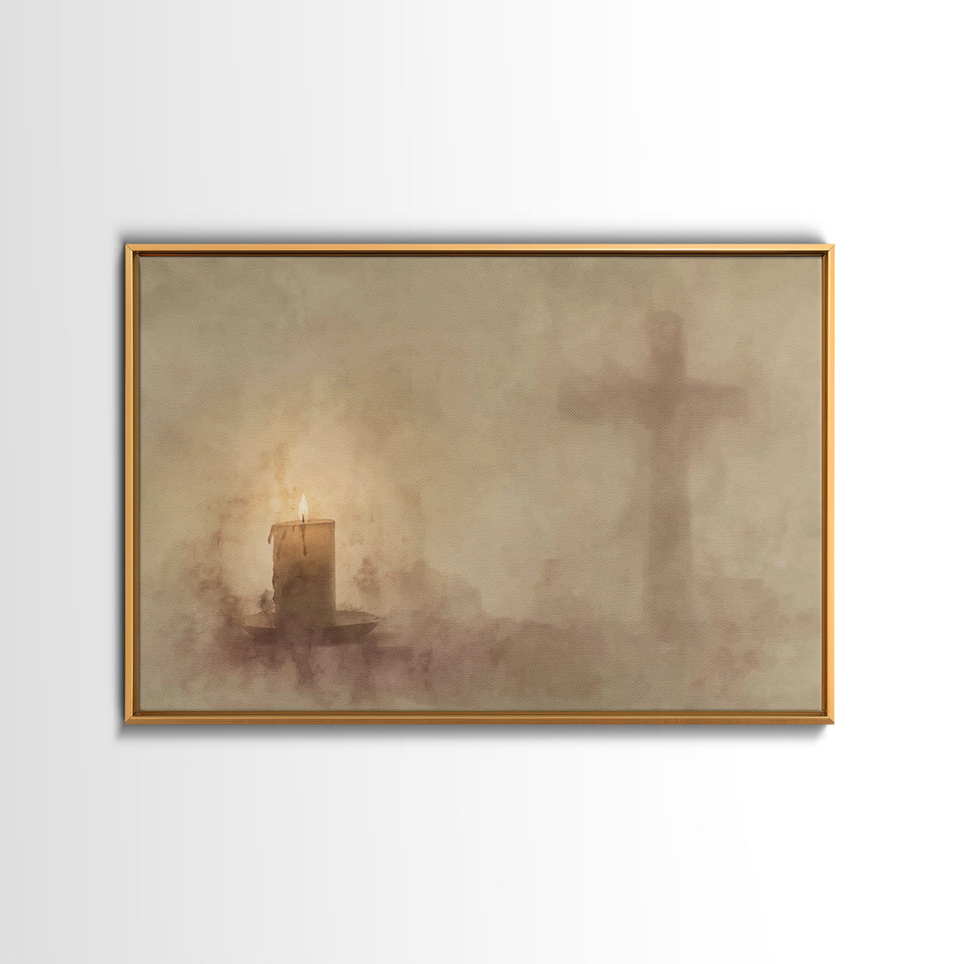 Quiet Devotion – Framed Canvas Print – Christian Art – Christian Wall Art – Moody Christian Art – Christian Art Canvas