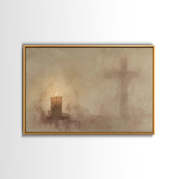 Quiet Devotion – Framed Canvas Print – Christian Art – Christian Wall Art – Moody Christian Art – Christian Art Canvas